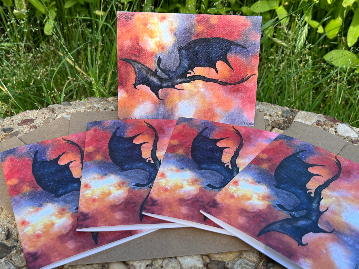 Death of Smaug - Bird Art by KB - Notecard Set