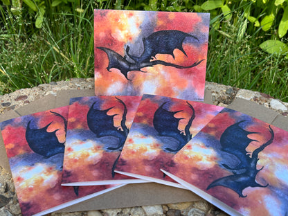 Death of Smaug - Bird Art by KB - Notecard Set