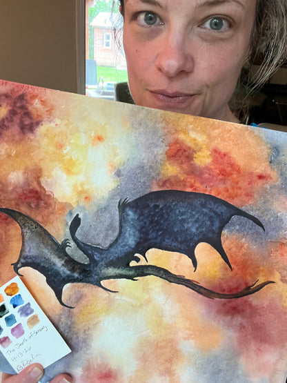 Death of Smaug - Bird Art by KB - Original