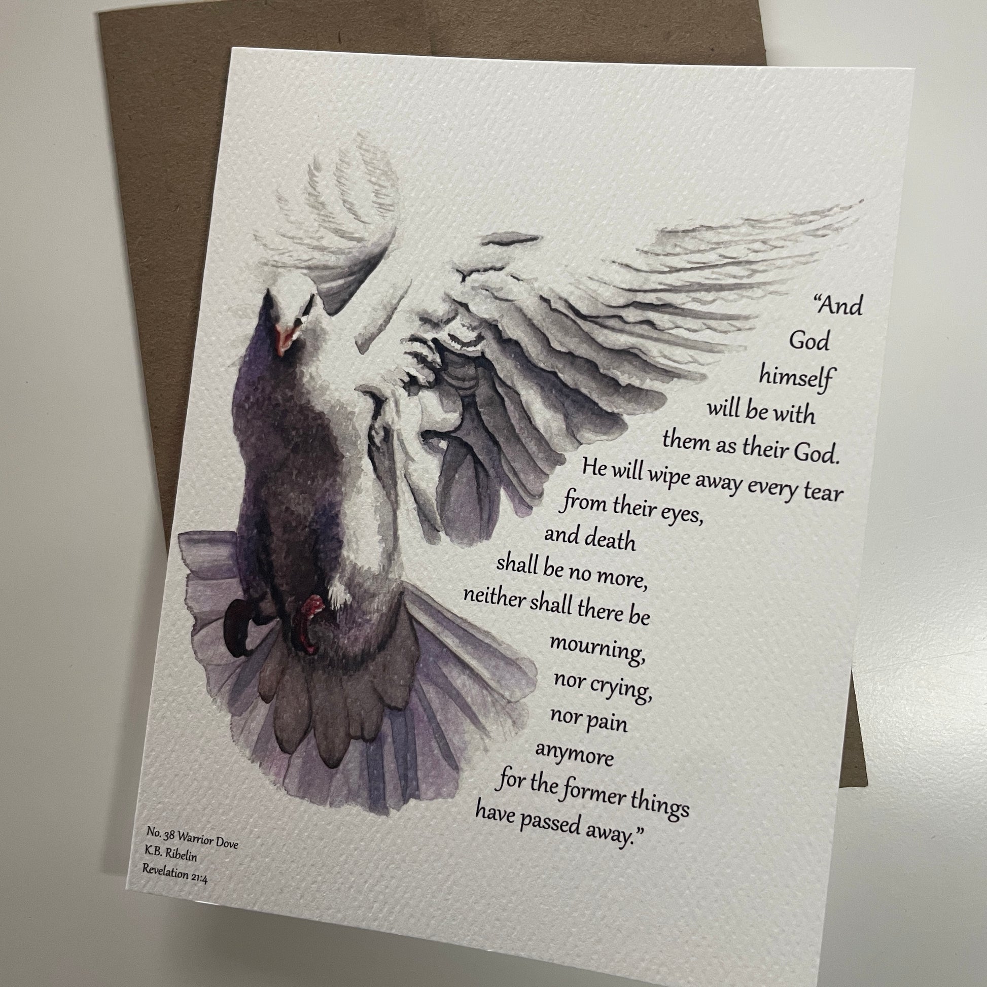 Warrior Dove Card Set - Bird Art by KB - Notecard 2