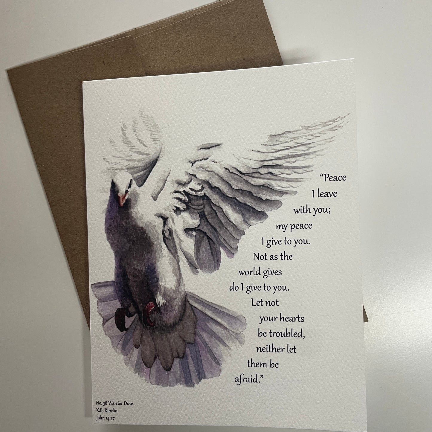Warrior Dove Card Set - Bird Art by KB - Notecard 3