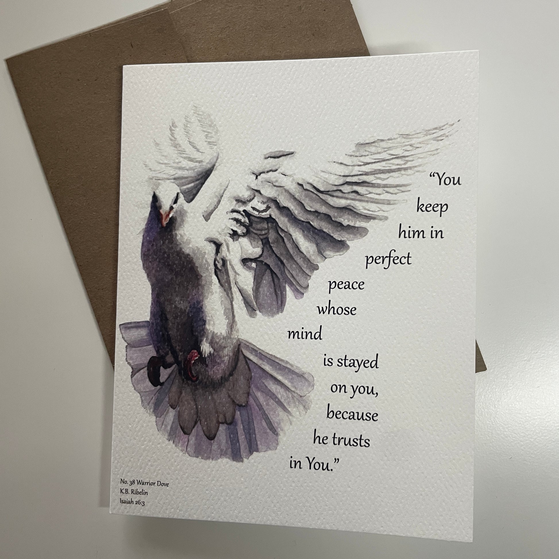 Warrior Dove Card Set - Bird Art by KB - Notecard 4