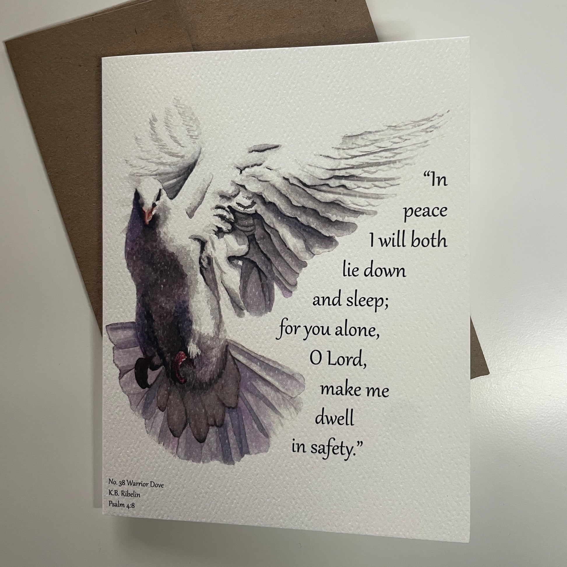 Warrior Dove Card Set - Bird Art by KB - Notecard 5