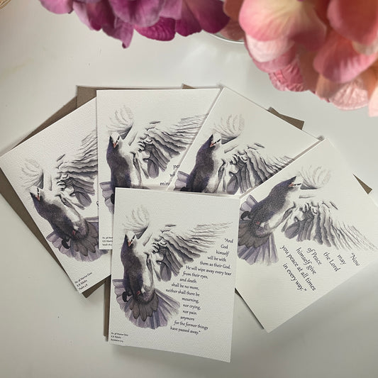 Warrior Dove Card Set - Bird Art by KB - Notecard Set