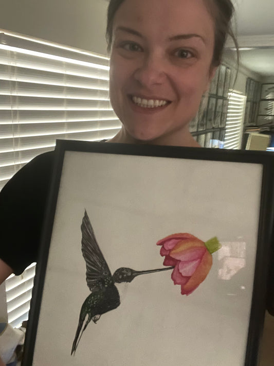 Collared Inca Hummingbird - Bird Art by KB