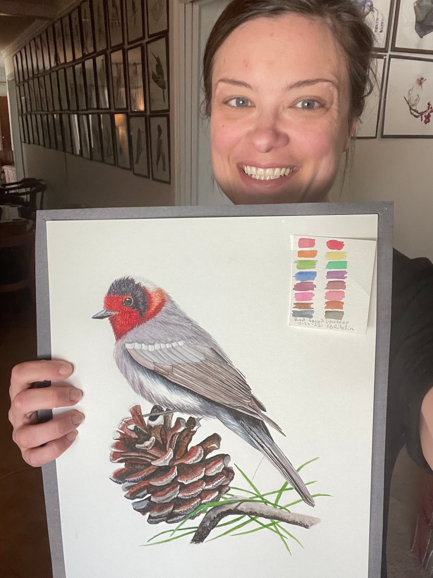 Red-faced Warbler - Bird Art by KB