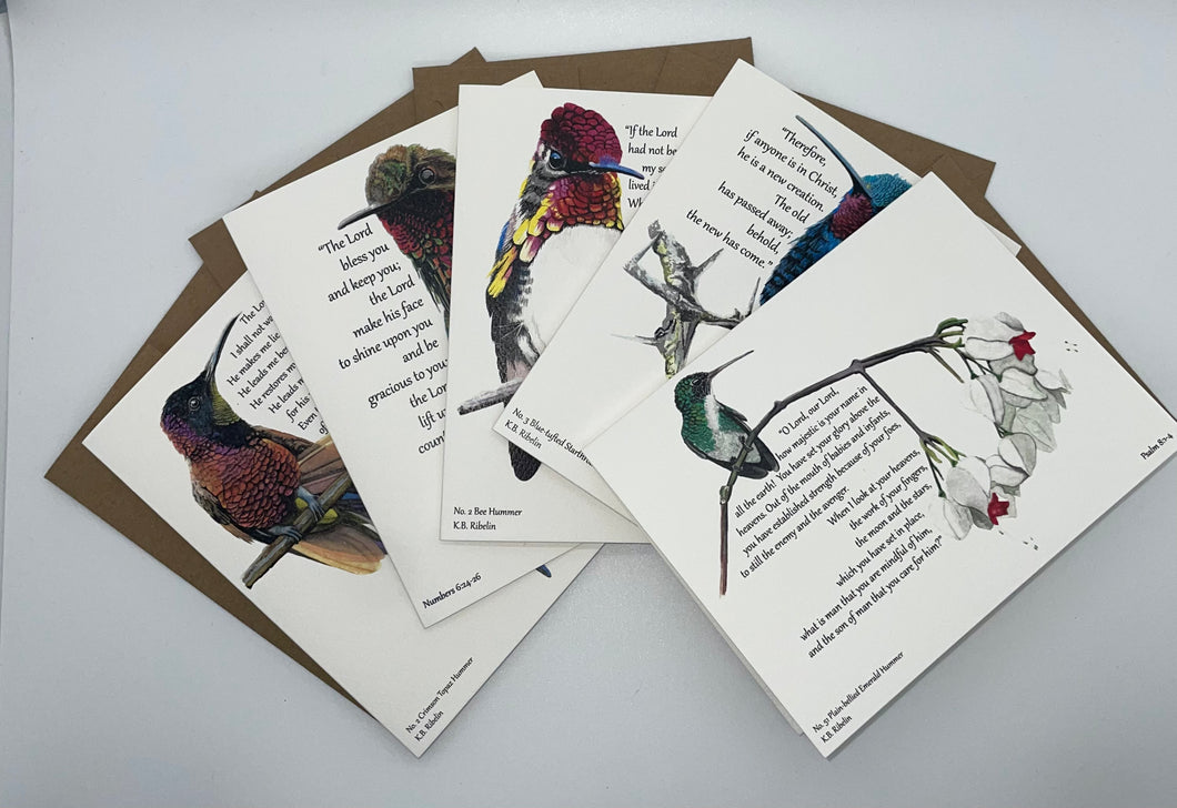 Hummers of Hope, Set 2…'God Sees You' Series Folded Notecards with Envelopes.