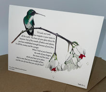 Load image into Gallery viewer, Hummers of Hope, Set 2…&#39;God Sees You&#39; Series Folded Notecards with Envelopes.
