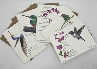 Hummers of Hope, Set 3, Folded Notecards with Envelopes.